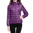 thumbnail image 1 of Packable down Jacket, Lightweight Hooded Puffer, White Duck down Coat Purple Xl , Coat, 1 of 4