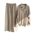 thumbnail image 2 of Kcodviy Femmes Dames Ensemble 2 Pcs Robe à Carreaux pour Femmes Rétro Grande Taille et Pantalon de Survêtement Tenue Chemise pour Femmes Taille Haute Tenue Habillée pour Femmes Pantalon Habillé Haut Pantalon Manches Longues, 2 of 6