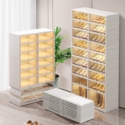 CIMLORD Premium 9-Tier Foldable Shoe Rack Organizer – Collapsible Plastic Shelf with Door, Clear Stackable Storage Box, Easy Assembly, Holds 36 Pairs