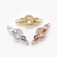 thumbnail image 1 of HLONK 5Set Brass Micro Pave Cubic Zirconia Fold Over Clasps Flat Round Clear Real Platinum Plated 32mm Inner  4.5mm, 1 of 4