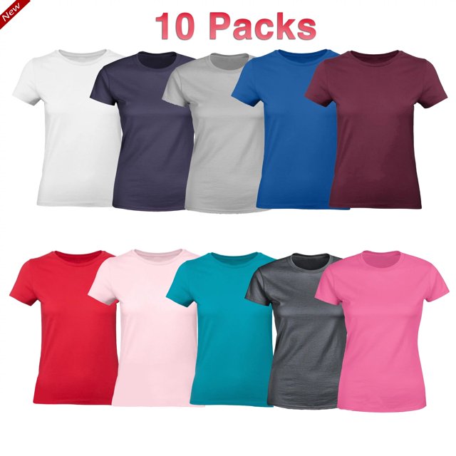 Radyan T-Shirt à Col Rond à Manches Courtes pour Femmes - Lot de 10, 100 % Polyester, Taille : Adulte