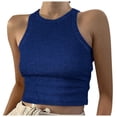 thumbnail image 1 of Hauts Courts Unis Débardeur pour Femme Couleur Sans Manches Col Rond Blouse pour Femme, 1 of 5