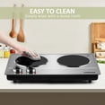 thumbnail image 4 of CUSIMAX Induction Hot Plate ,Cooktop 1800W,Portable Ceramic Dual Infrared Cooktop with Independent Controls,Stainless Steel & Glass Electric Burner for Countertop Cooking., 4 of 7