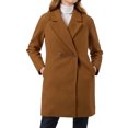 thumbnail image 1 of Allegra K Manteau Mi-Long à Manches Longues Raglan à Revers Croisé pour Femme TP Brun, 1 of 8