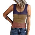 thumbnail image 2 of Women Ribbed Knit Sleeveless Top, Button Front Basic Camisole Scoop Neck Casual Stretchy  for Daily Gradient Blue,Gradient Pink,Gradient Red,Gradient Purple,Pink Blue,Black White, 2 of 6