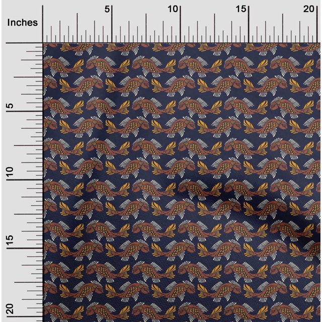 oneOone Organic Cotton Voile Fabric Fish Block Decor Fabric Printed BTY 42 Inch Wide