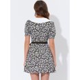 thumbnail image 4 of INSPIRE CHIC Robe-Chemise Courte à Manches Courtes pour Femme, Coupe Évasée, Col Contrastant, Noir-Blanc, TG, 4 of 5