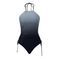 thumbnail image 4 of FhsagQ Ensembles de Maillots de Bain pour Femmes Ensemble Sans Entrejambe Maillot de Bain pour Femmes Tankini 2 Pcs Maillot de Bain Normal Dos Nu 2 Pcs Imprimé Réglable Couleur Imprimée Rembourré à Bretelles Maillots de Bain Vacances Tenue de Plage Bleu Marine P, 4 of 4