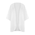 thumbnail image 4 of TIMIFIS Womens Floral Chiffon Kimono Cardigans Loose Beach Cover Up Half Sleeve Tops-White-LFall, 4 of 7
