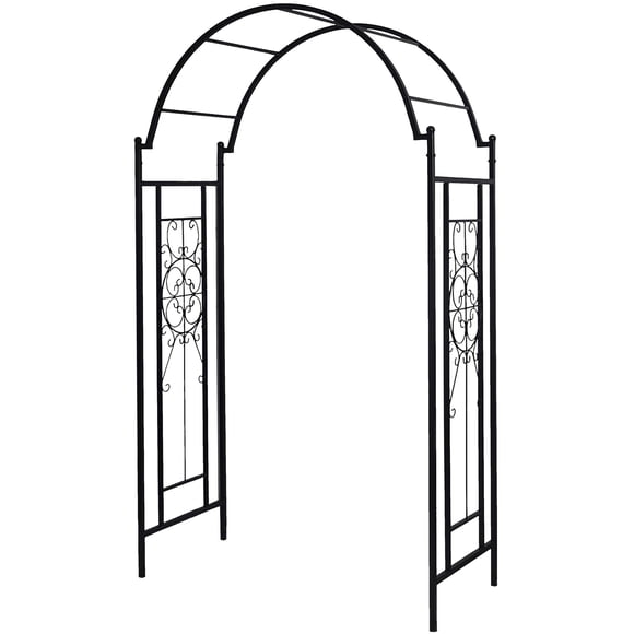OUTOUR Garden Arch Arbor Arbour Trellis Archway for Climbing Plants Roses Vines Support Rack, Outdoor Garden Lawn Backyard Patio, Matte Black