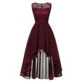 thumbnail image 1 of Pompotops Robe de Demoiselle d'Honneur Hi-Lo en Dentelle Florale pour Femme Sans Manches Robe Longue Formelle de Mariage, 1 of 8