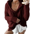 thumbnail image 1 of Sexy Dance Ladies Sweatshirt Long Sleeve Pullover Drawstring Hoodies Leisure Hooded Tops Solid Color Wine Red M, 1 of 2