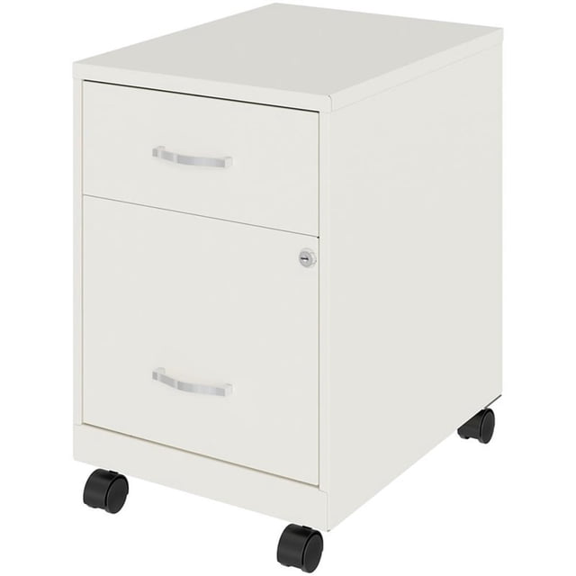 Solutions d'Espace Classeur Vertical Mobile en Métal 18 Pouces P à 2 Tiroirs Blanc