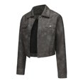 thumbnail image 1 of LOVZFMLL Vestes pour Femmes Couleur Unie Courte Mince Veste en Cuir à Manches Longues Veste Décontractée à Manches Longues Veste Décontractée à Capuche, 1 of 1
