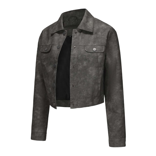 LOVZFMLL Vestes pour Femmes Couleur Unie Courte Mince Veste en Cuir à Manches Longues Veste Décontractée à Manches Longues Veste Décontractée à Capuche
