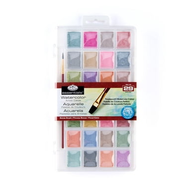 Royal & Langnickel - 28 Color Pearlescent Watercolor Paint Cake Set W/ Brush