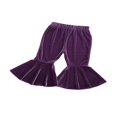 thumbnail image 3 of Children Autumn Velvet Flare Pants Solid Color Elastic Waistband Trousers, 3 of 10