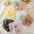 thumbnail image 1 of 6pcs Simple Hair Tie Elastic Scrunchie Daisy Pattern Mesh Hair Rope Ponytail Holder Women's Hair Accessories, 1 of 5