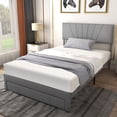 thumbnail image 1 of Gymax Full Upholstered Bed Frame Platform Bed with Drawer & Adjustable Headboard Grey, 1 of 10