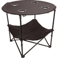 thumbnail image 1 of Preferred Nation | 2 Tier Folding Camping Table with 4 Mesh Cup Holders Black | Polyester with Metal Frame | Compact Convenient Carry Case Included | Side Table for Tailgate, 1 of 5