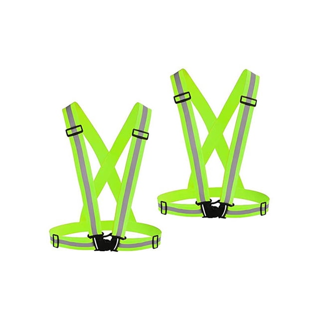Reflective Vest Running Gear 2Pack, High Visibility Adjustable Safety Ves - Green