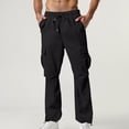 thumbnail image 2 of Black Ruched Ripped Paperbag Straight Leg Elastic Waist Distressed Plain Long Leg Wild Cargo Workout Athletic Lounge Running Pants for Man Summer Fall Pants Man 2025 M, 2 of 9