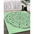 thumbnail image 3 of Ahgly Company Tapis d'Intérieur Ronds de Style Transitionnel Lavables à la Machine, Vert Menthe, 7 Pieds Rond, 3 of 7