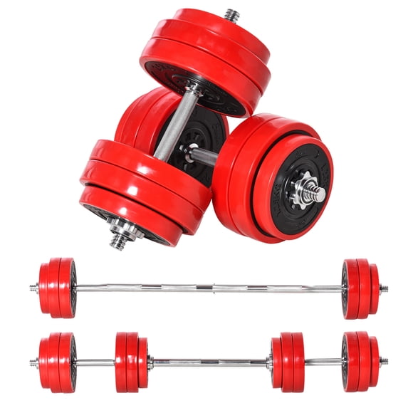 Soozier Haltère et Barre 2-en-1 de 66 Lb, Ensemble Ajustable de Force Musculaire, Exercice, Entraînement Physique, Plaque, Barre, Pince, Tige, Gym à Domicile, Zone de Sport