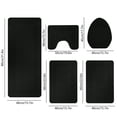 thumbnail image 2 of Maplenight 5-Pieces Large Bathroom Rug Set with Toilet Cover - Soft Velvet Fleece, Non-Slip, Water Absorbent, Washable, Modern Style Black, 2 of 7