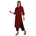 thumbnail image 3 of Moomaya Blouses Unies à Plis Nervurés pour Femmes Kurti Ethnique Indien Décontracté Kurta en Coton, 3 of 7