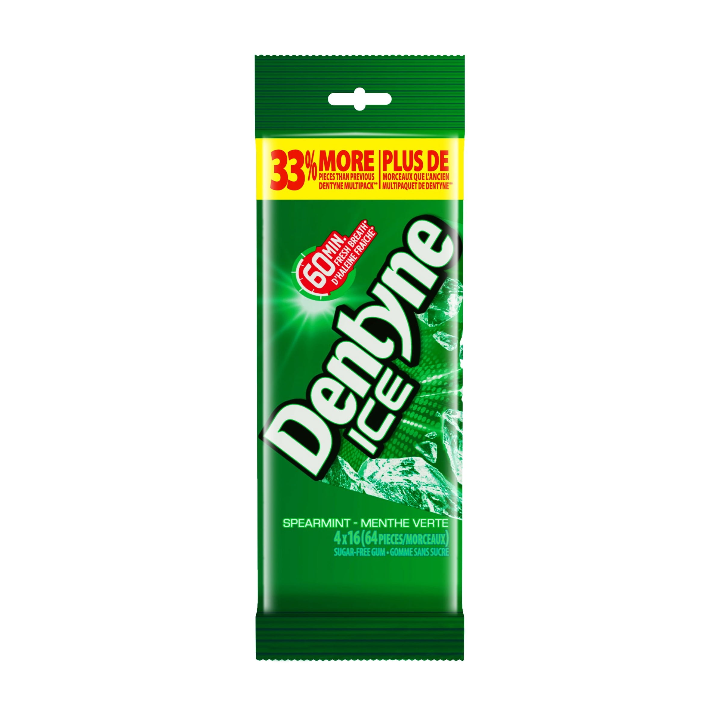 Dentyne Ice, Gomme sans sucre Intense, paquet de 4 (64 pièces)