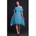 thumbnail image 3 of Bimba Robe à Volants Imprimée Géométrique Bleue pour Femmes Épaules Dénudées - X-Grand, 3 of 6