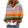 thumbnail image 1 of MeetoTime Women's 2024 Fall Knit Cardigans Open Front Long Sleeve V Neck Button Loose Cardigan Sweaters, 1 of 5