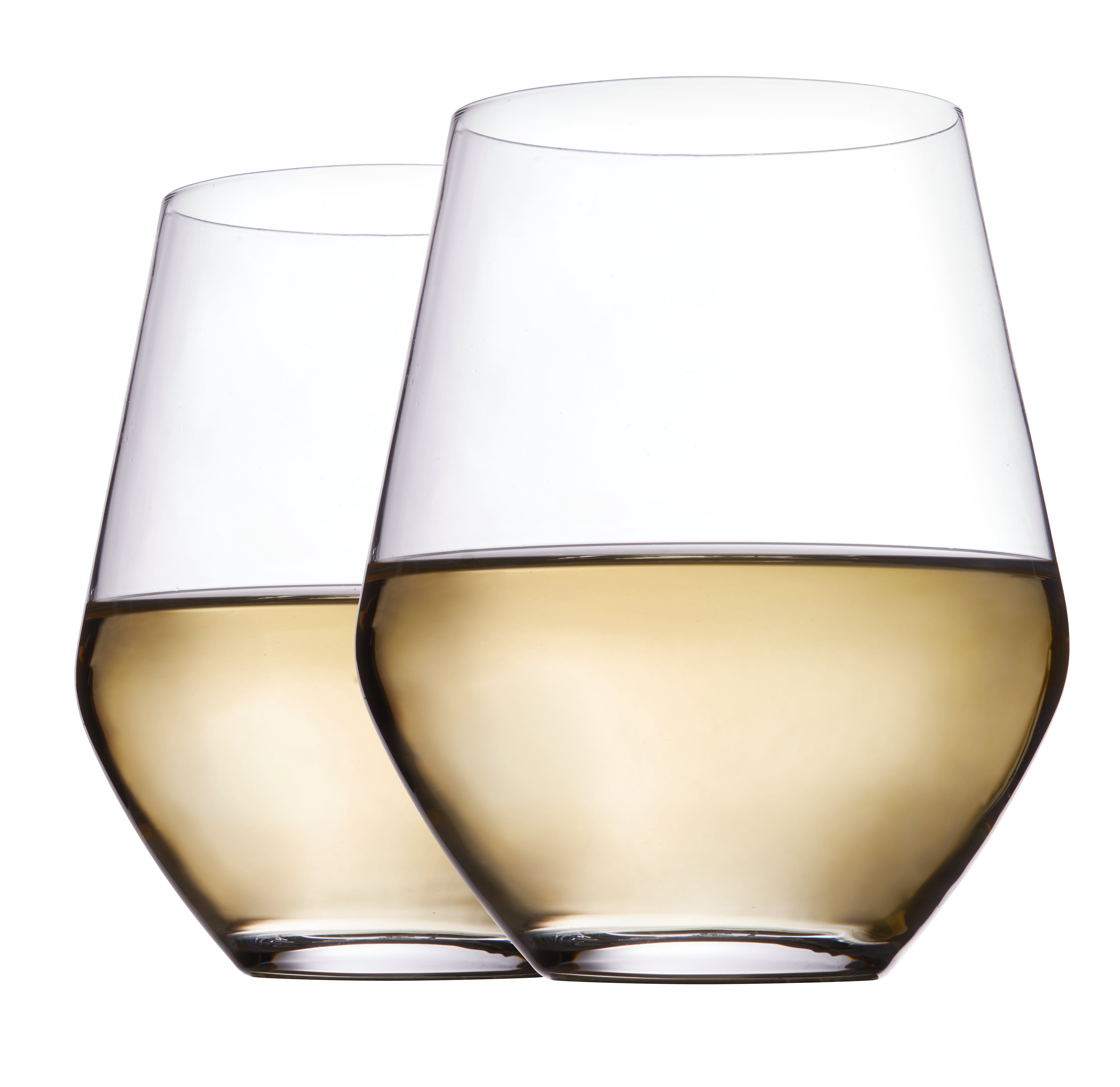 Trudeau Quartz Stemless Glasses White or Rose Wine, 12OZ BX/4,Made in Europe, Dishwasher Safe