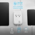 thumbnail image 4 of Globe Electric 2-Outlet White USB-A USB-C Portable Travel Power Block with 2 ft Wrapped Extension Cord, 4 of 6