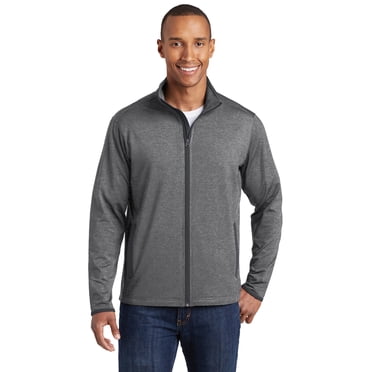 Sport-Tek Veste à Fermeture Éclair Complète Contrastée Extensible Sport-Wick. St853 TG Gris Anthracite Chiné/ Gris Anthracite