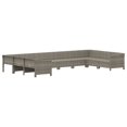 thumbnail image 2 of vidaXL 10 Piece Garden Lounge Set with Cushions Grey Poly Rattan, 2 of 5