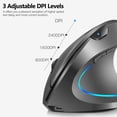 thumbnail image 3 of Anself 2.4G Wireless Vertical Mouse Rechargeable Upright Ergonomic Mouse 3 Adjustable DPI Levels RGB Flowing Light Plug N Play, Grey, 3 of 7