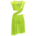 thumbnail image 2 of Runhomal Justaucorps de Danse pour Fille Enfant avec Jupe Asymétrique en Maille Transparente Scintillante, Ballet Lyrique, Jaune Fluorescent 8, 2 of 4
