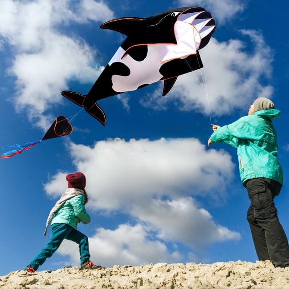 HENGDA KITE for Children and Adults 55inch Soft Whale Dolphin KITE Black Polyester