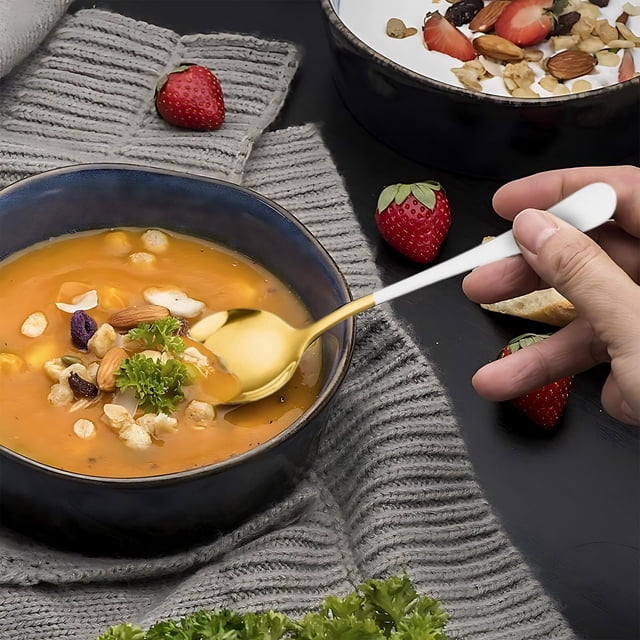 Stainless Steel Spoon Cute Soup Spoon Home Dining Spoon Dessert Spoon Watermelon Spoon Long Handled Round Spoon