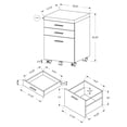 thumbnail image 2 of Monarch Specialties File Cabinet, Rolling Mobile, Storage Drawers, Printer Stand, Office, Work, Laminate, White, Contemporary, Modern, 2 of 3