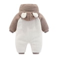 thumbnail image 3 of MeetoTime Baby Clothes Hooded Plush Warm Jumpsuits Color-blocked Long Sleeve Newborn Infant Rompers Crawling Clothes, 3 of 6