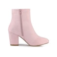thumbnail image 3 of BLISSFUL STEP Bottines à Talon Bloc à Bout Rond pour Femmes avec Fermeture Éclair Latérale Rose 7, 3 of 7