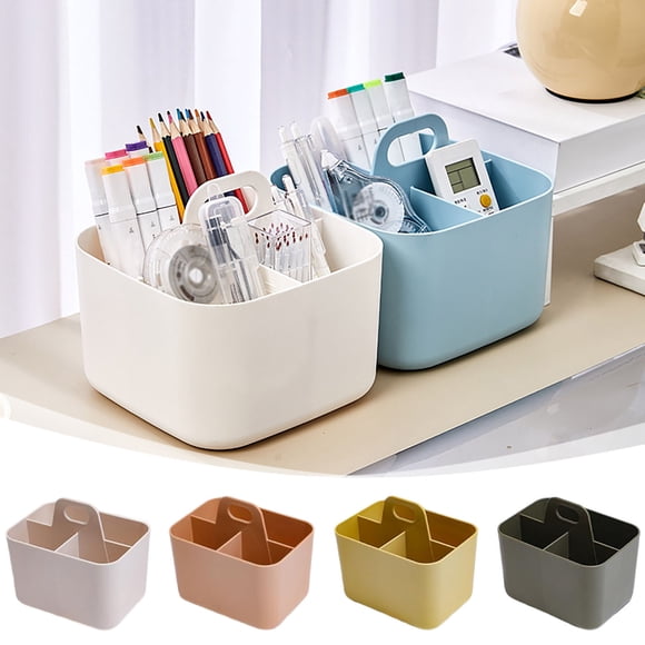 Color Random 1pc 2025 Small 3 Compartment Multiuse Caddy Organizer With Handle for Craft Desk Storage Organizer