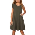 thumbnail image 1 of Pisexur Girls Dresses , Robes pour Filles Bébé Robes pour Tout-Petites Robe d'Été à Manches à Volants Tenue de Plage pour Enfants 4-14T Café, 1 of 8