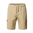 thumbnail image 1 of Mens Shorts Casual Solid Color Pocket High Waist Drawstring Knee Length Shorts Pants with Multi Pockets, 1 of 5