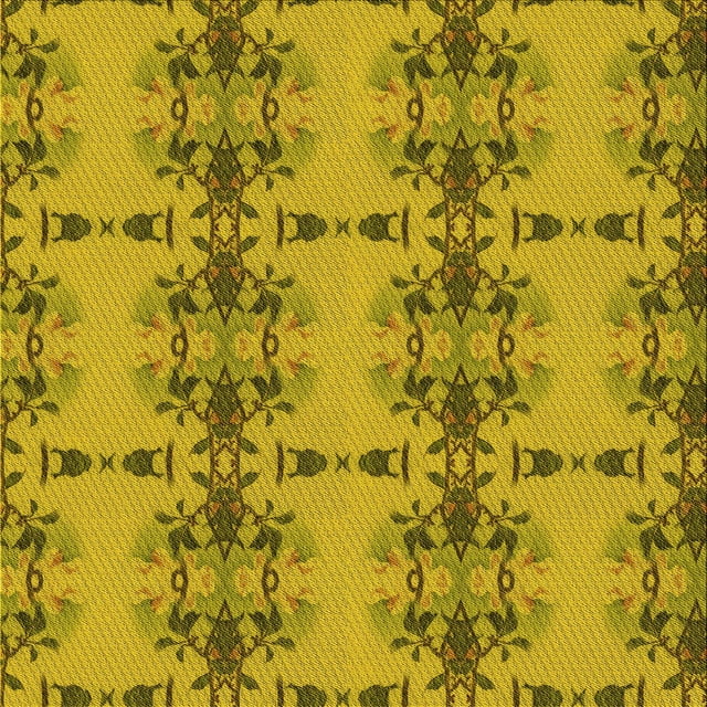 Ahgly Company Machine Washable Indoor Square Transitional Dark Yellow Green Area Rugs, 4' Square