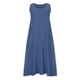 thumbnail image 3 of UPPADA Robe Grande Taille pour Femmes Pulpeuses Chic Décontractée Tendance Robes d'Été 2025 Sans Manches Robes Coton Lin Robe Soleil Fluide Couleur Unie Boutonnée Col Ras du Cou Robe avec Poches Liquidation, 3 of 7