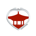 thumbnail image 1 of China Pavilion Culture Outline Pattern Mirror Travel Magnification Portable Handheld Pocket Makeup, 1 of 3